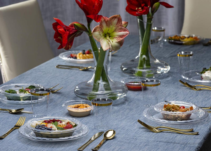 PLASTICPRO 9'' inch Premium Crystal Clear Disposable Plastic Dinnerware Party Plate Pack of 40 - Image 2